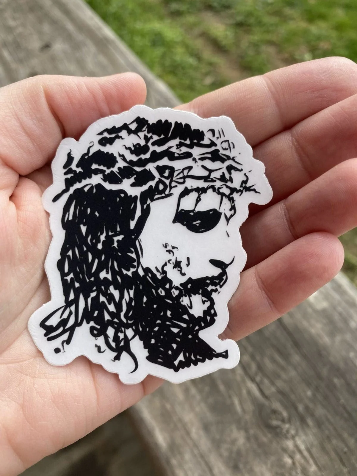 CLEAR- Image of Christ-CLEAR Catholic Sticker-hand drawn vector - Image 6