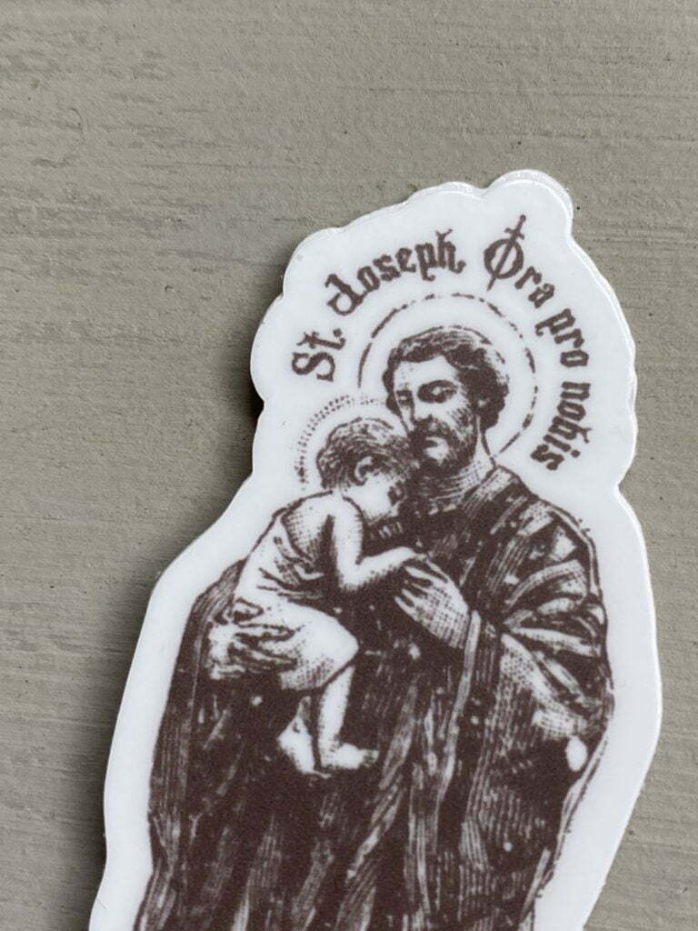 St. Joseph with baby Jesus - Vintage style - Catholic Sticker ...