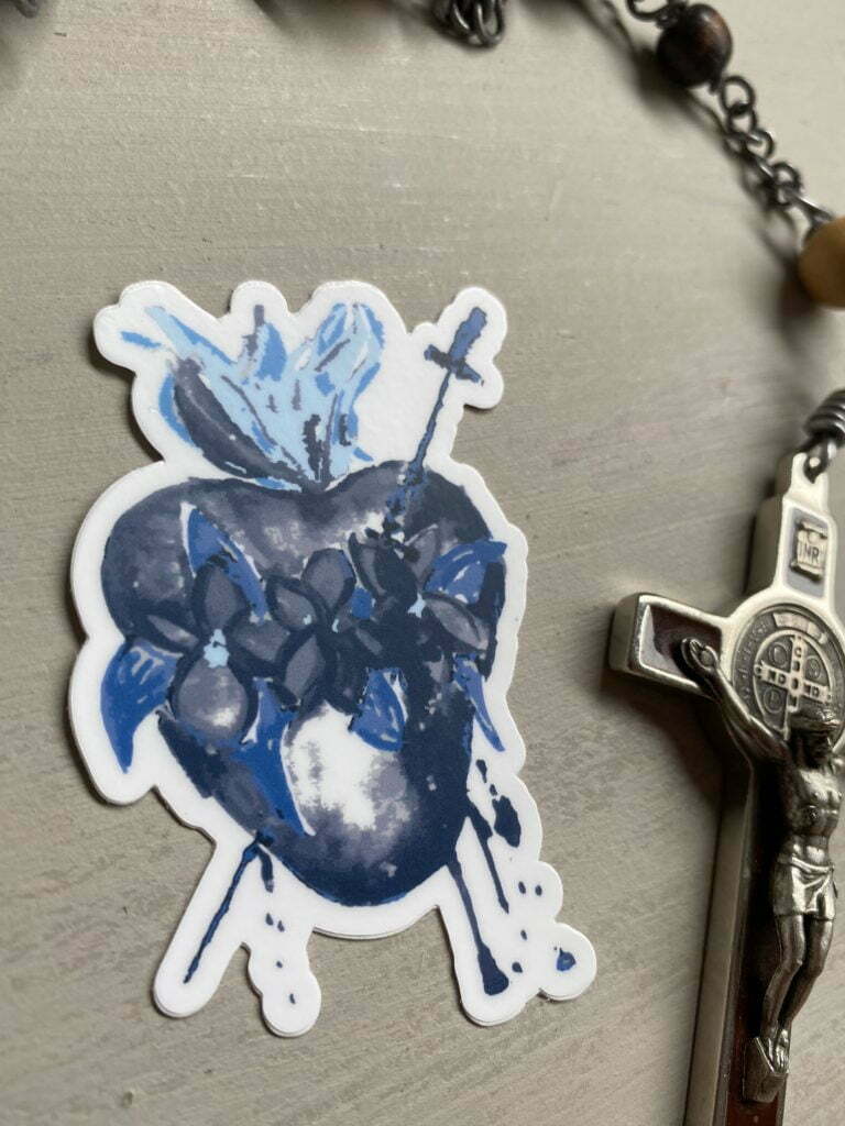 Immaculate heart of Mary with a sword pierced through her heart Blue