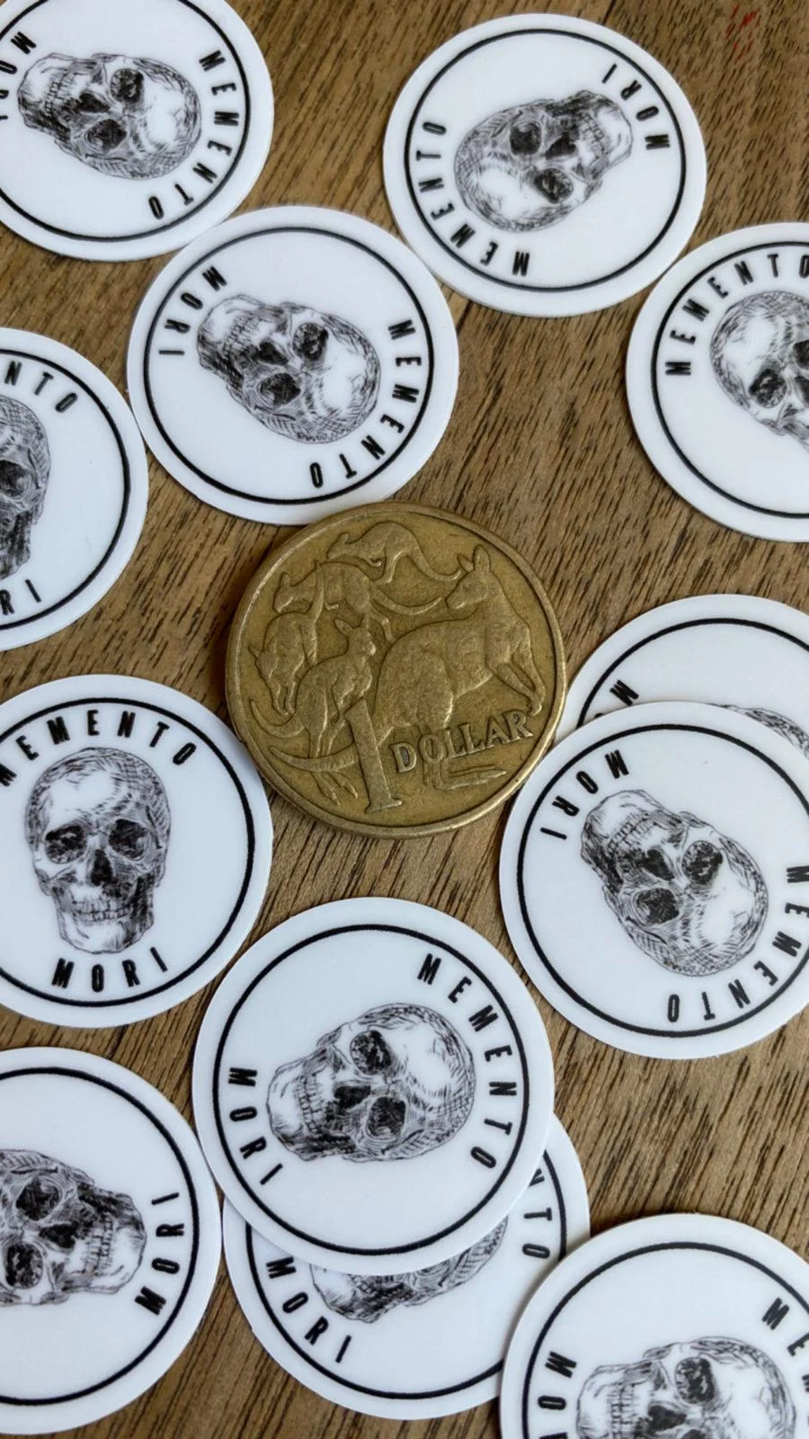 Tiny Memento Mori sticker-one inch-remember we are to die-Lent sticker Active - Image 2
