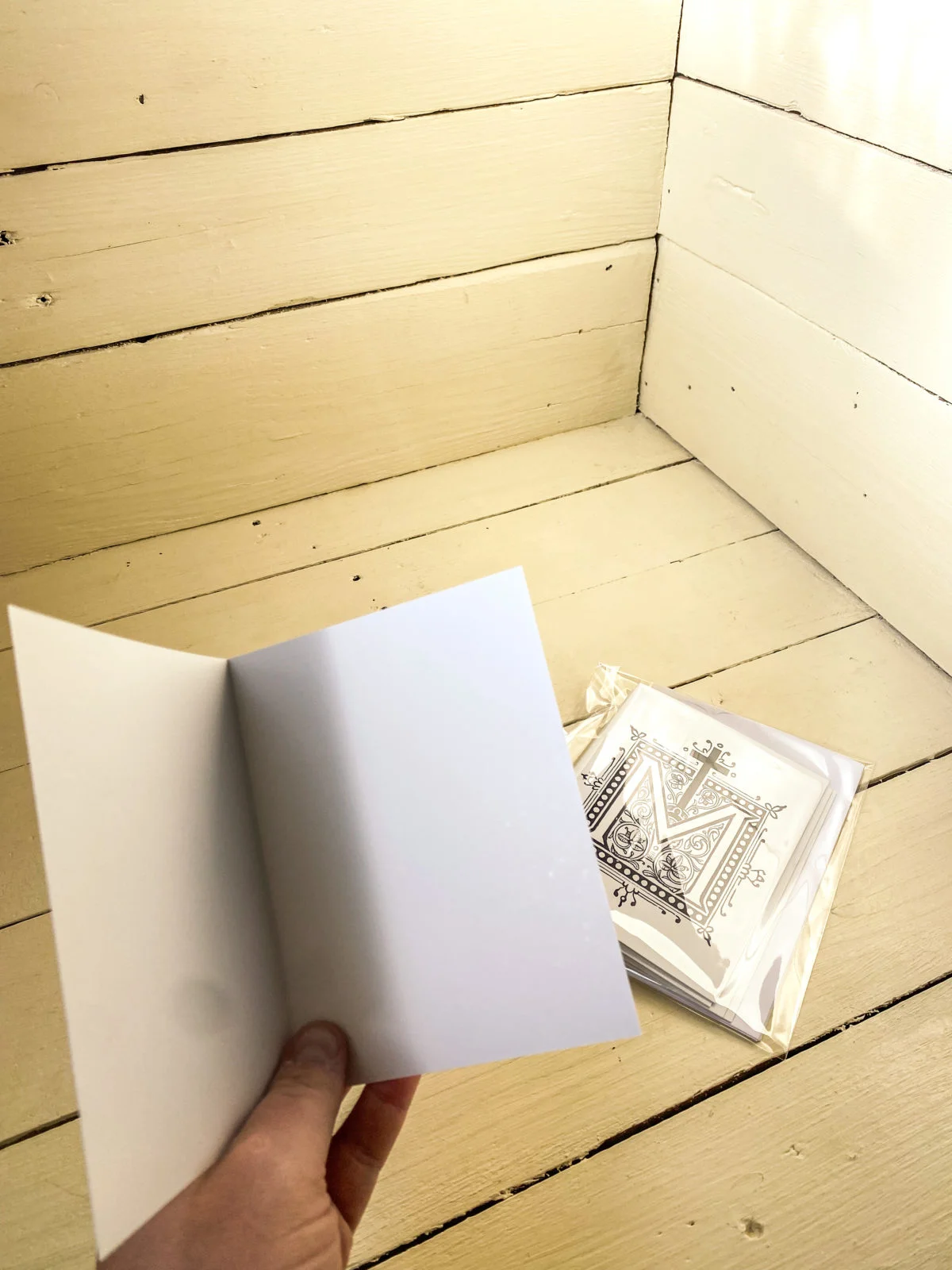 Marian Cross, blank card-Navy and white-Packet of 4 - Image 4