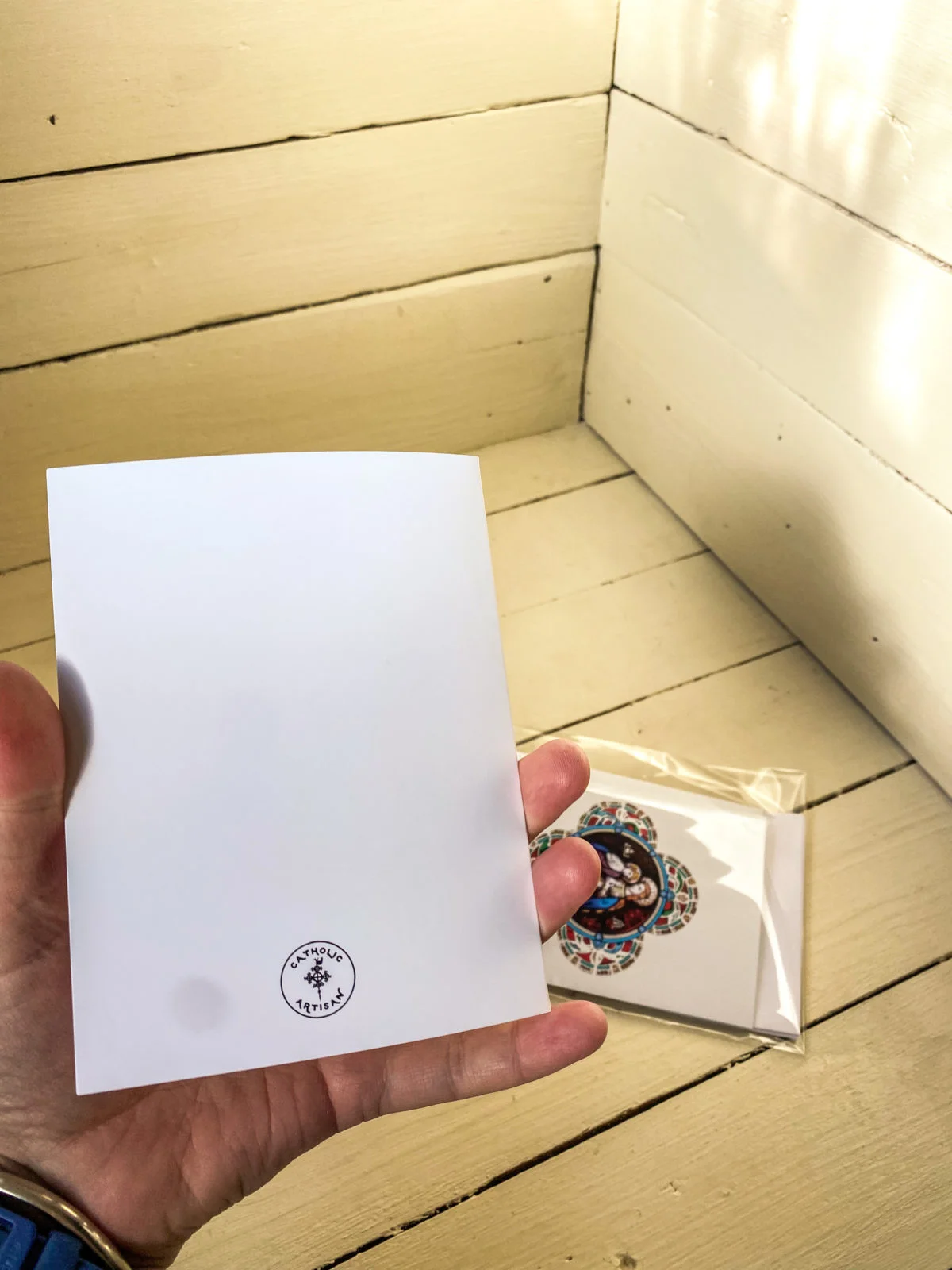 Blank Cards-Stained glass window-your Lady and Jesus, Catholic cards- Set of four. - Image 4