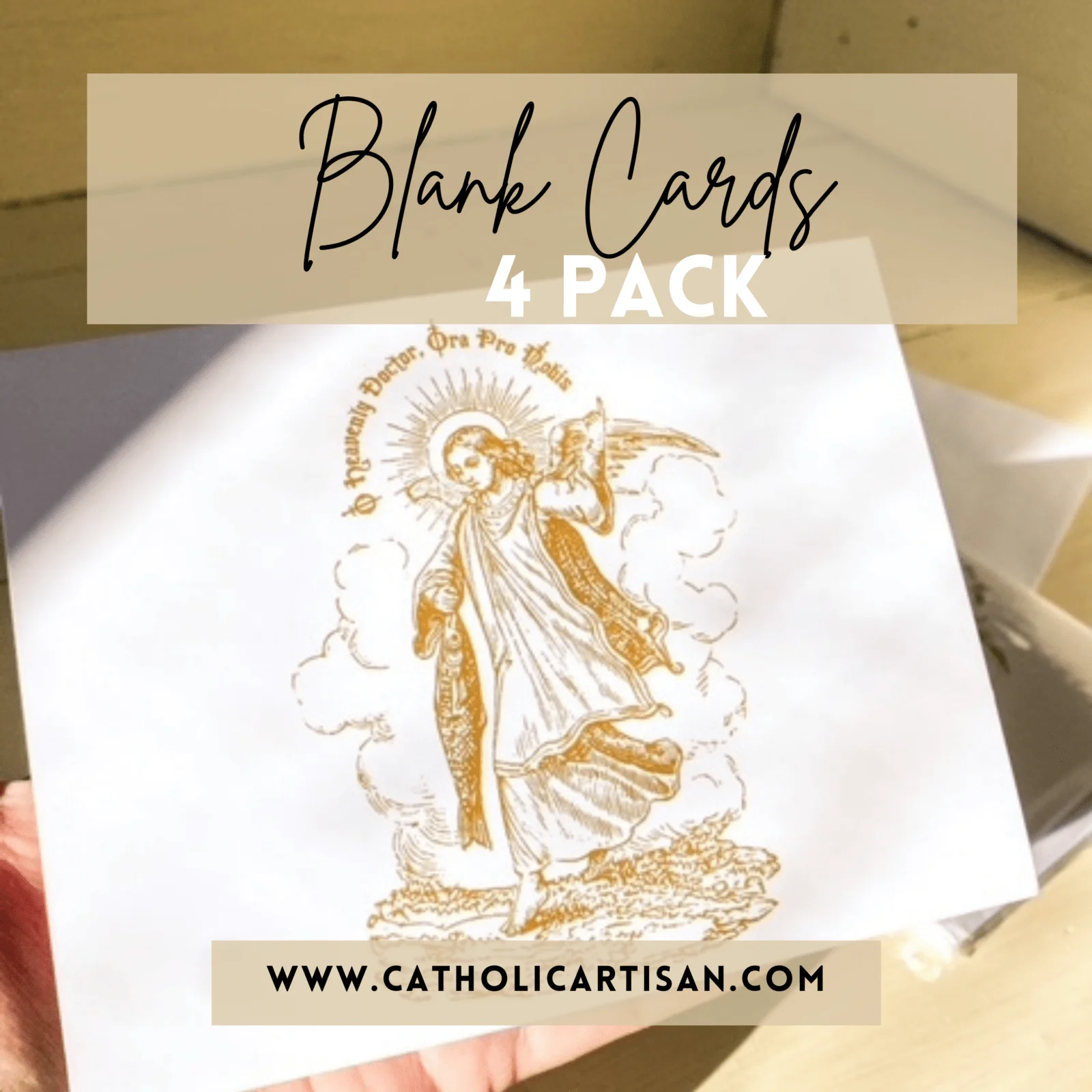 St. Raphael "O Heavenly doctor, Ora pro nobis." Blank Card-Packet of four