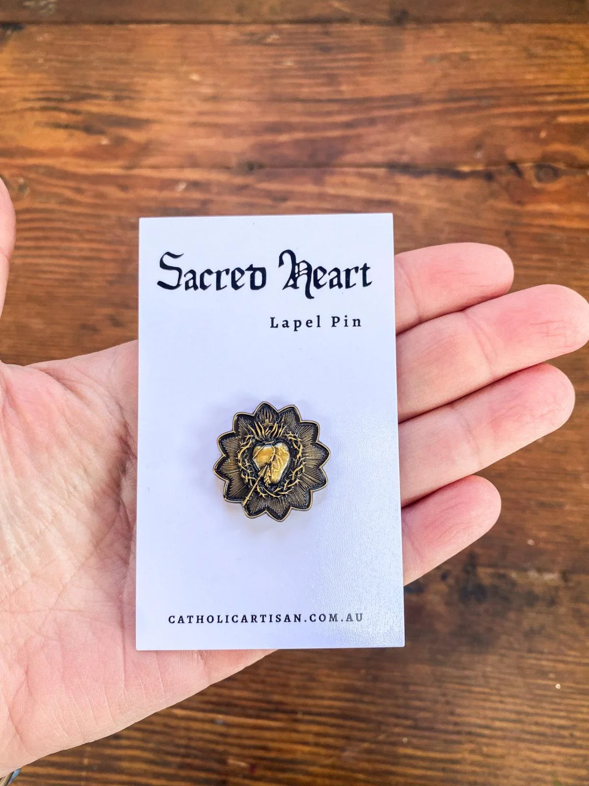 Sacred Heart Antique Metal pin-Vintage style - Image 4