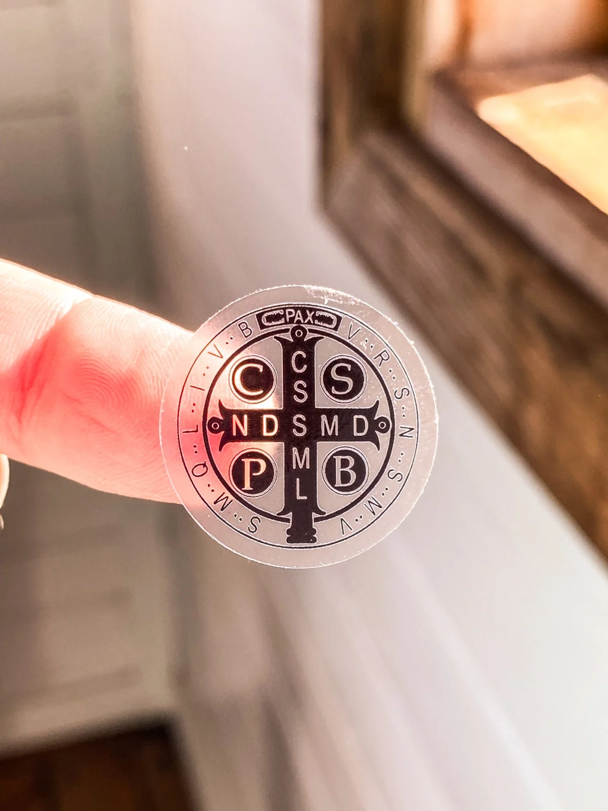 CLEAR-TINY- St. Benedict Medal Stickers