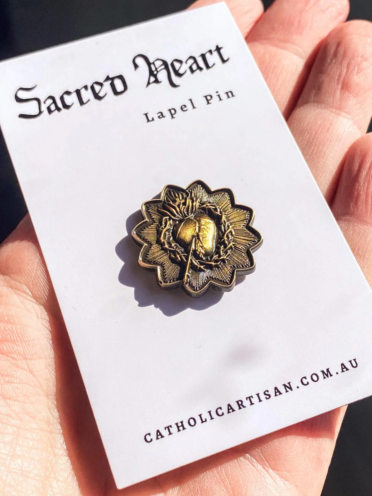 Sacred Heart Antique Metal pin-Vintage style