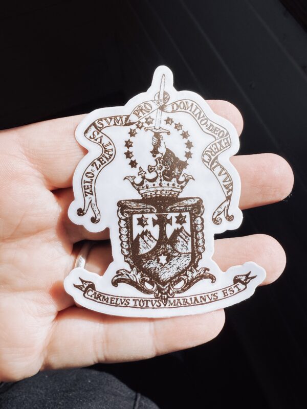 Carmelite Crest Catholic sticker | Brown and White | Catholic Sticker - Image 4