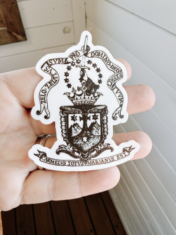 Carmelite Crest Catholic sticker | Brown and White | Catholic Sticker