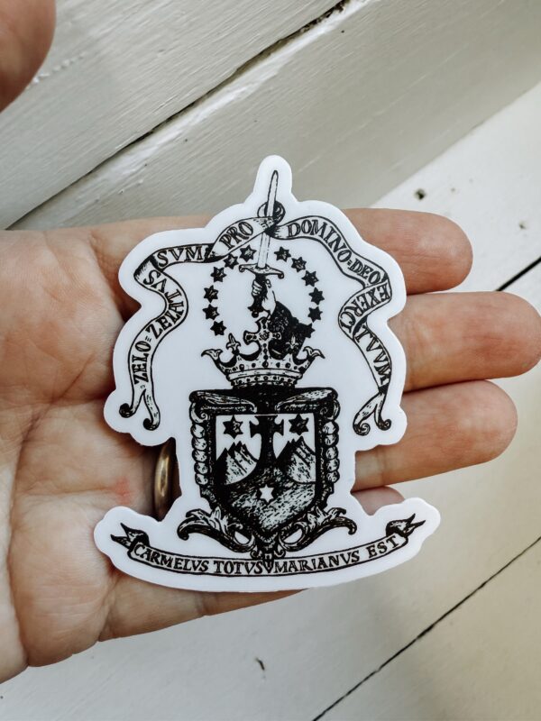 Carmelite Crest Catholic sticker | Brown and White | Catholic Sticker - Image 3