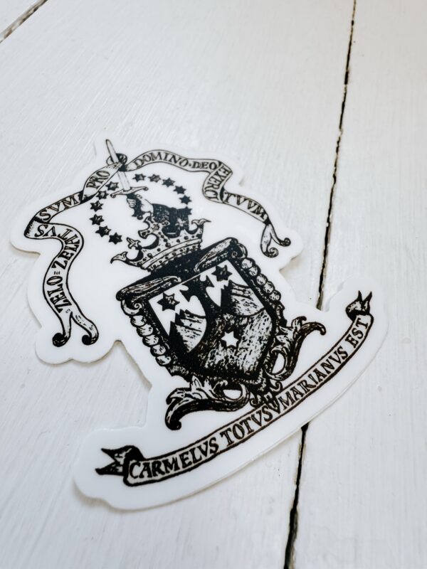 Carmelite Crest Catholic sticker | Brown and White | Catholic Sticker - Image 2