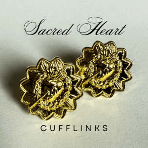 Sacred Heart Cufflinks  Catholic Groom Gift, Groomsmen Keepsake, Religious Wedding Accessory- GOLD