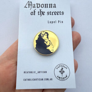 Madonna of the Streets, Hard Enamel Lapel Pin, Gold and Navy, Catholic gift