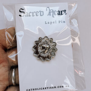 Sacred Heart Lapel Pin: Silver Colour Metal Catholic Christian Gift